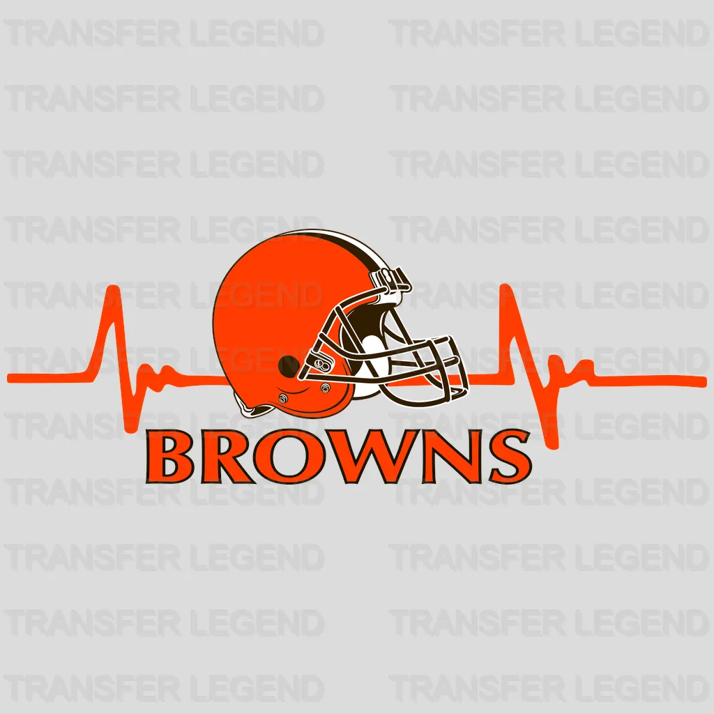 Cleveland Browns Heartbeat Football Emblem NFL Design - DTF Heat Transfer