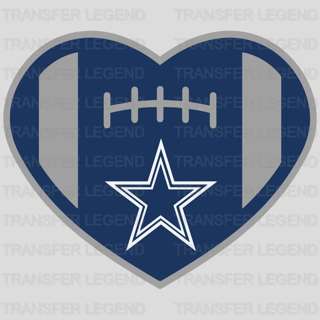 Dallas Cowboys Football‑Laces Heart NFL Design - DTF Heat Transfer