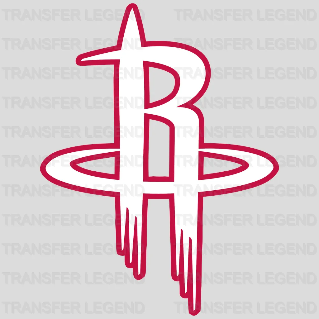 Houston Rockets Classic “R” with Orbit Ring (White Outline) NBA Design - DTF Heat Transfer