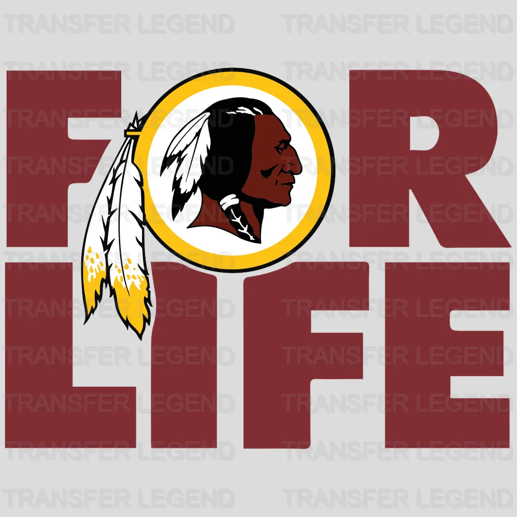 Washington Redskins FOR LIFE Vertical Wordmark NFL Design - DTF Heat Transfer