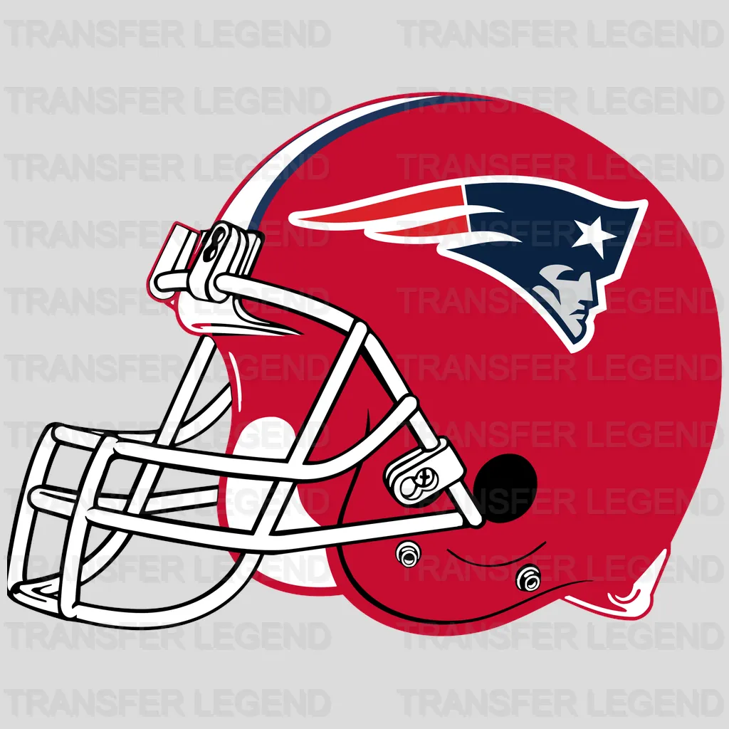New England Patriots vibrant red helmet graphic, NFL design - DTF Heat Transfer
