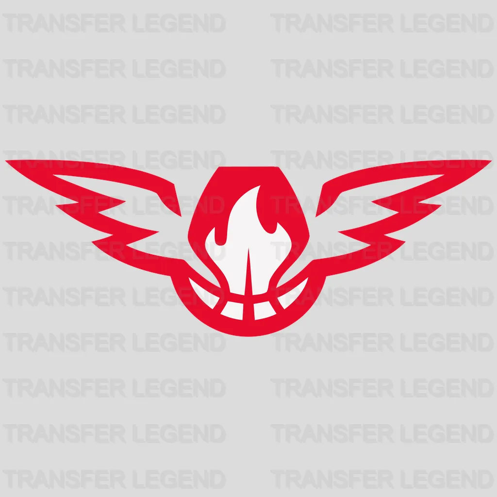 Atlanta Hawks Red Wings with Flame Emblem NBA Design - DTF Heat Transfer