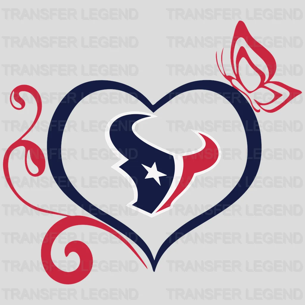 Houston Texans Heart Arrow Emblem NFL Design - DTF Heat Transfer
