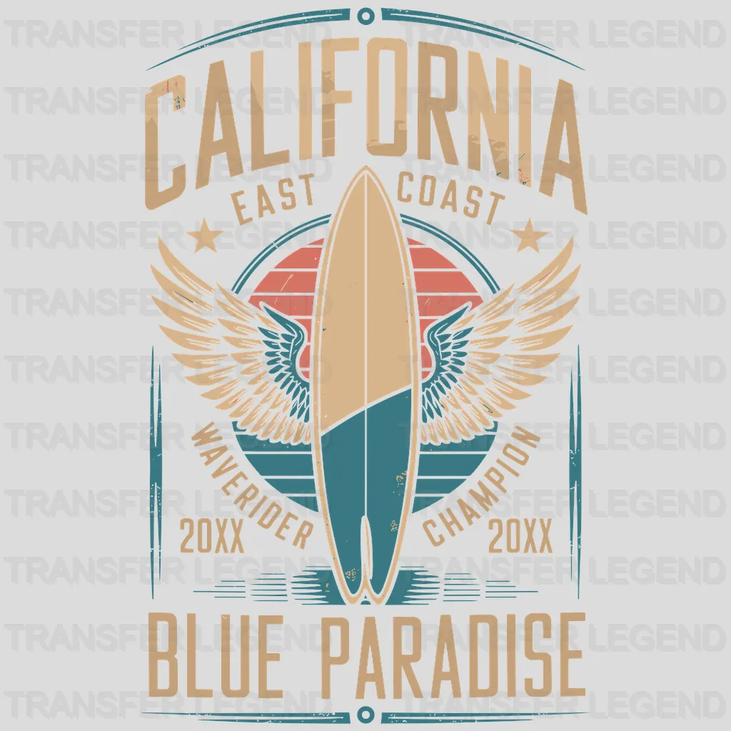 Blue Paradise Surfing Design - DTF Heat Transfers - transferlegend