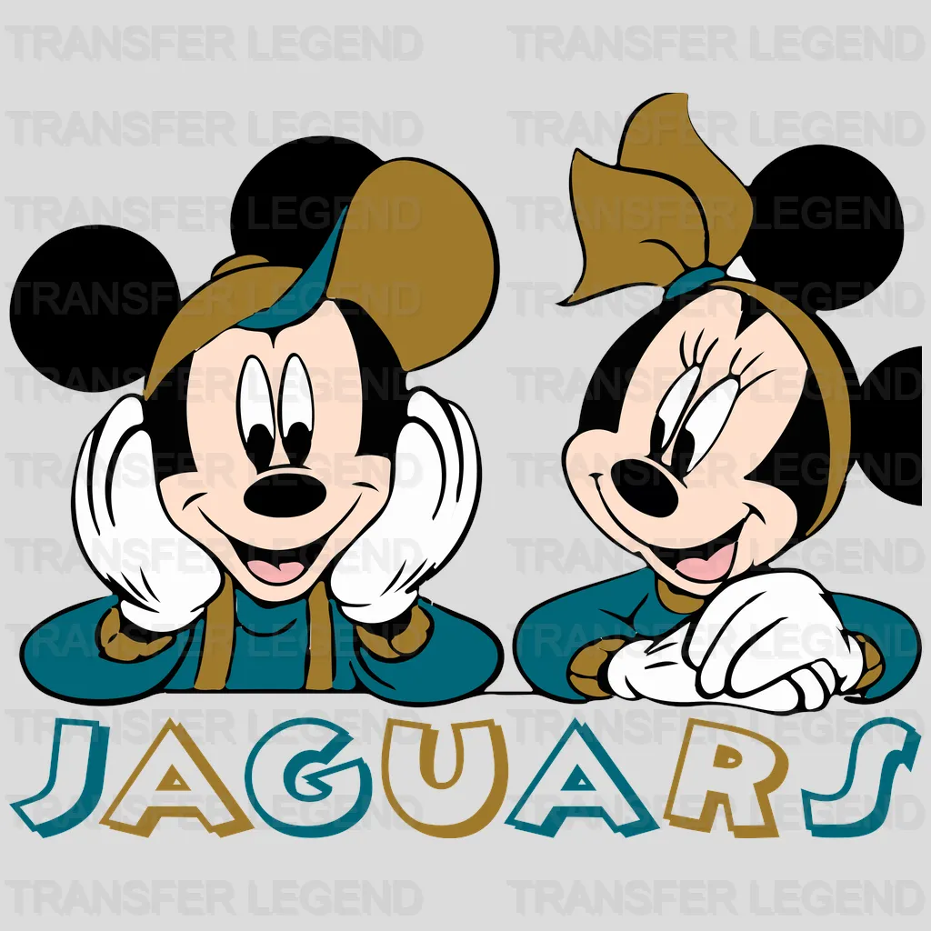 Jacksonville Jaguars Mickey & Minnie Fan Wordmark NFL Design - DTF Heat Transfer