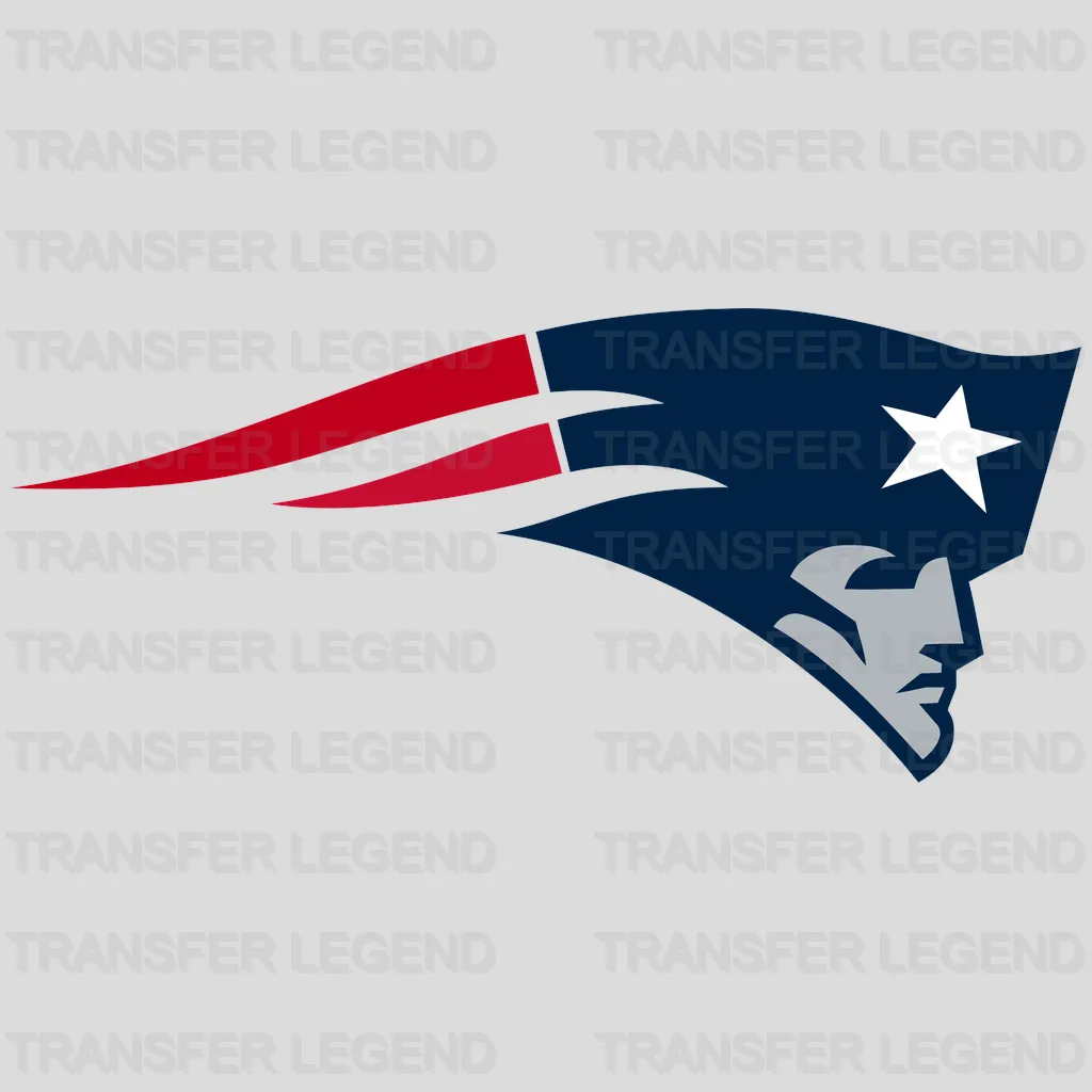 New England Patriots iconic head profile silhouette with trailing stripes, NFL design - DTF Heat Transfer