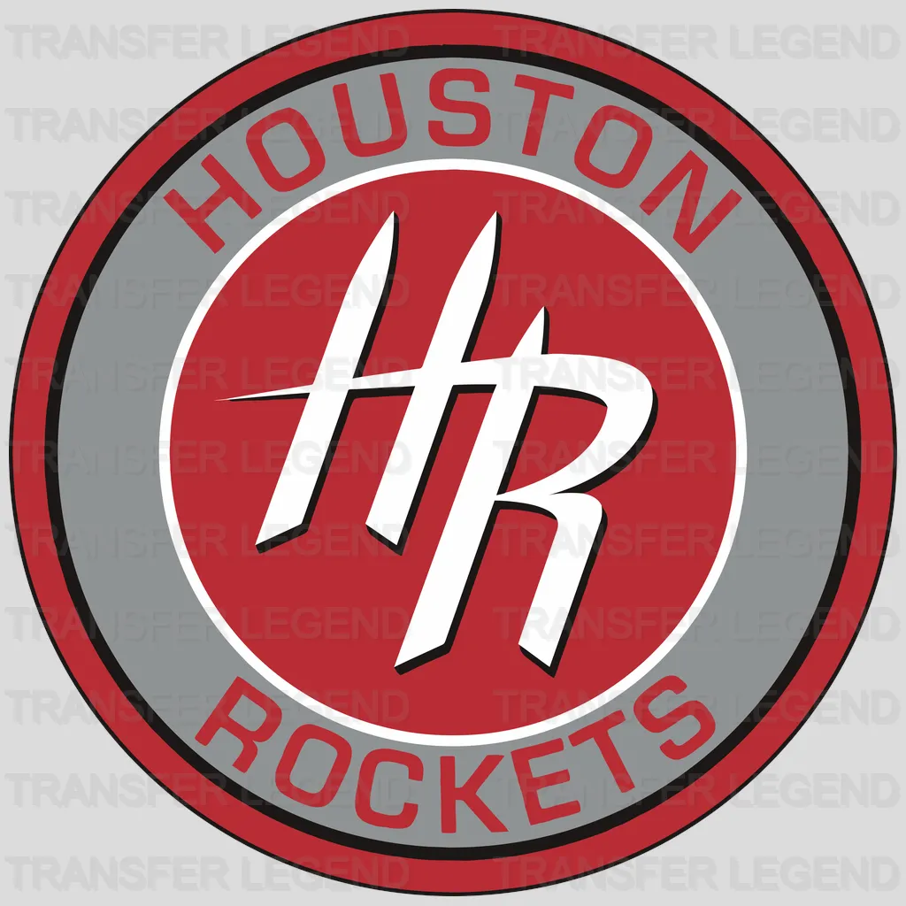 Houston Rockets “HR” Monogram Circle Badge NBA Design - DTF Heat Transfer