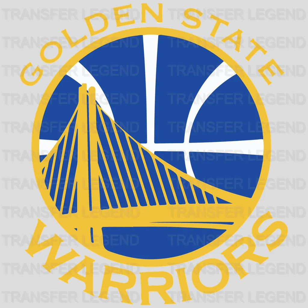 Golden State Warriors Gold Roundel with Bridge NBA Design - DTF Heat Transfer