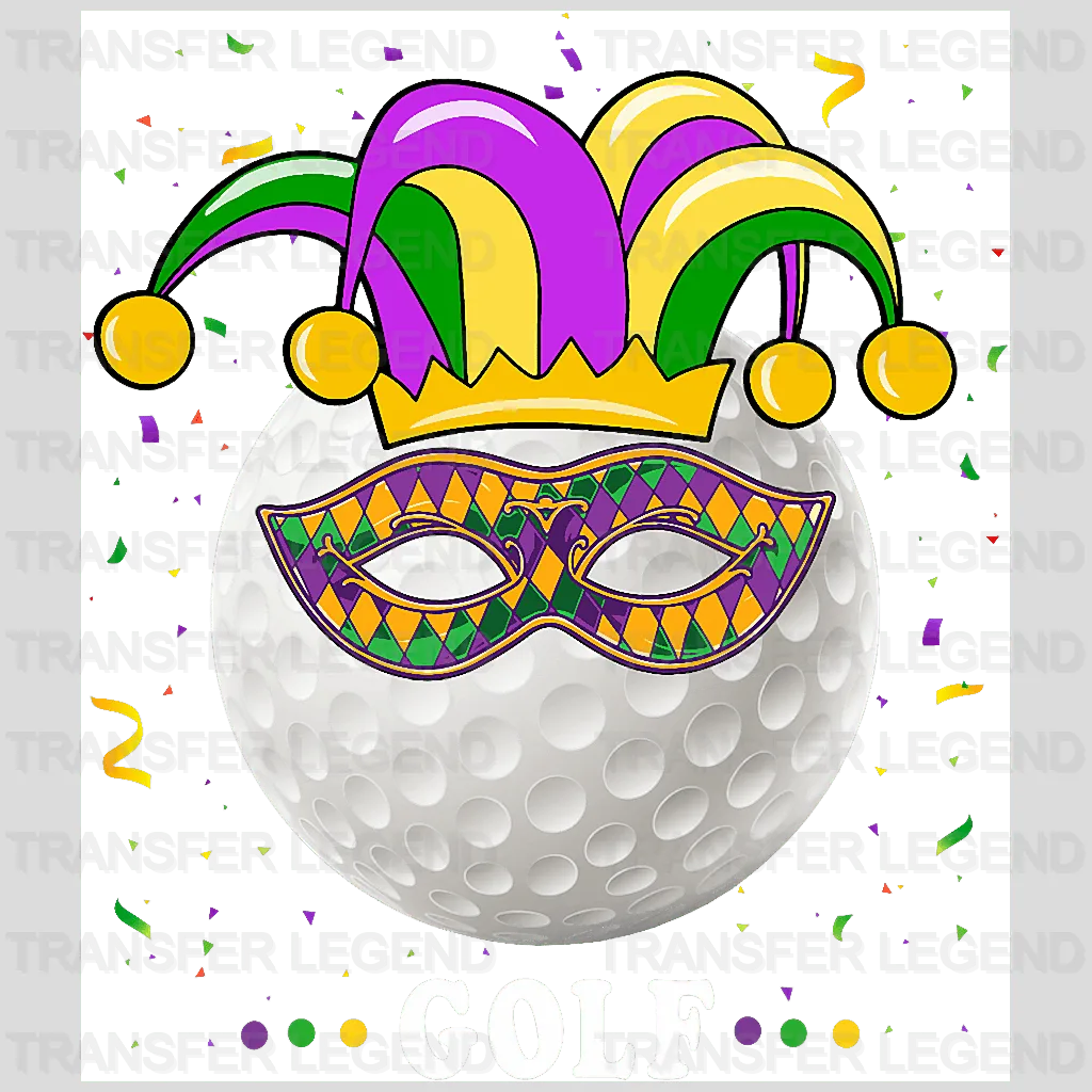 Mardi Mask Golf Design - DTF Heat Transfers - transferlegend