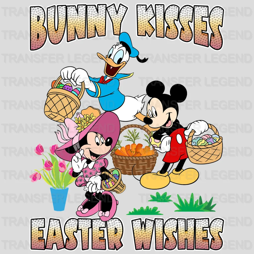 Bunny Kisses Easter Wishes Mickey and Friends Easter Design- DTF heat transfer - transferlegend