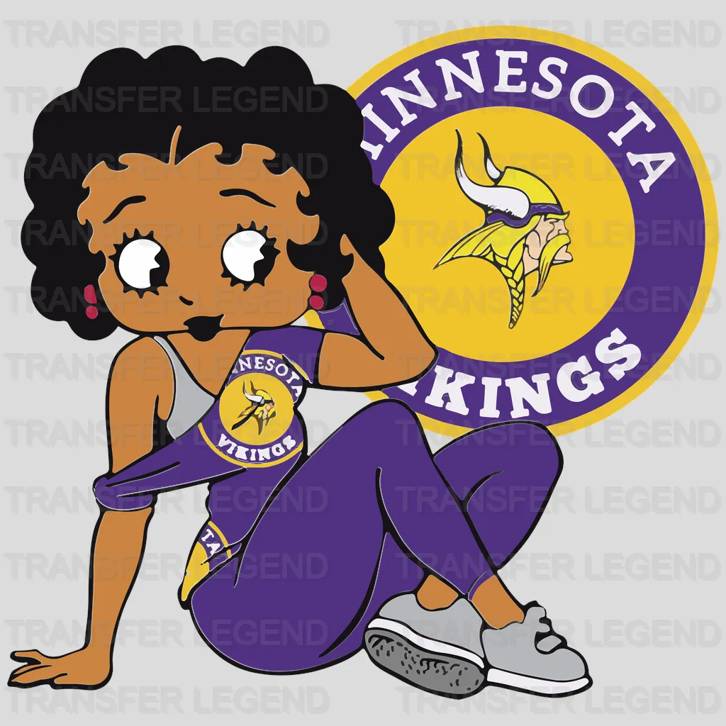 Minnesota Vikings Pin‑up Girl Sitting Illustration NFL Design - DTF Heat Transfer