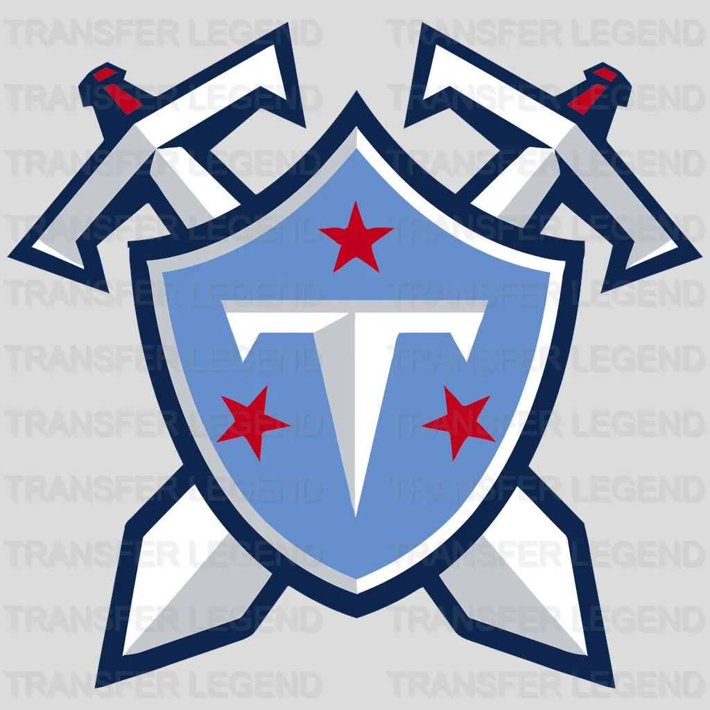 Tennessee Titans Shield Crest with Crossed Swords NFL Design - DTF Heat Transfer