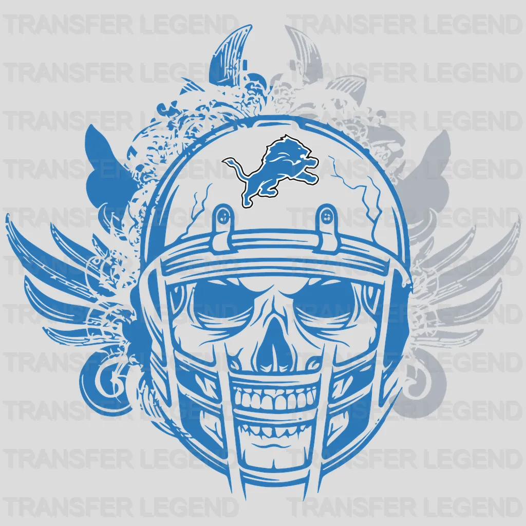 Detroit Lions Ornamental Skull Helmet NFL Design - DTF Heat Transfer