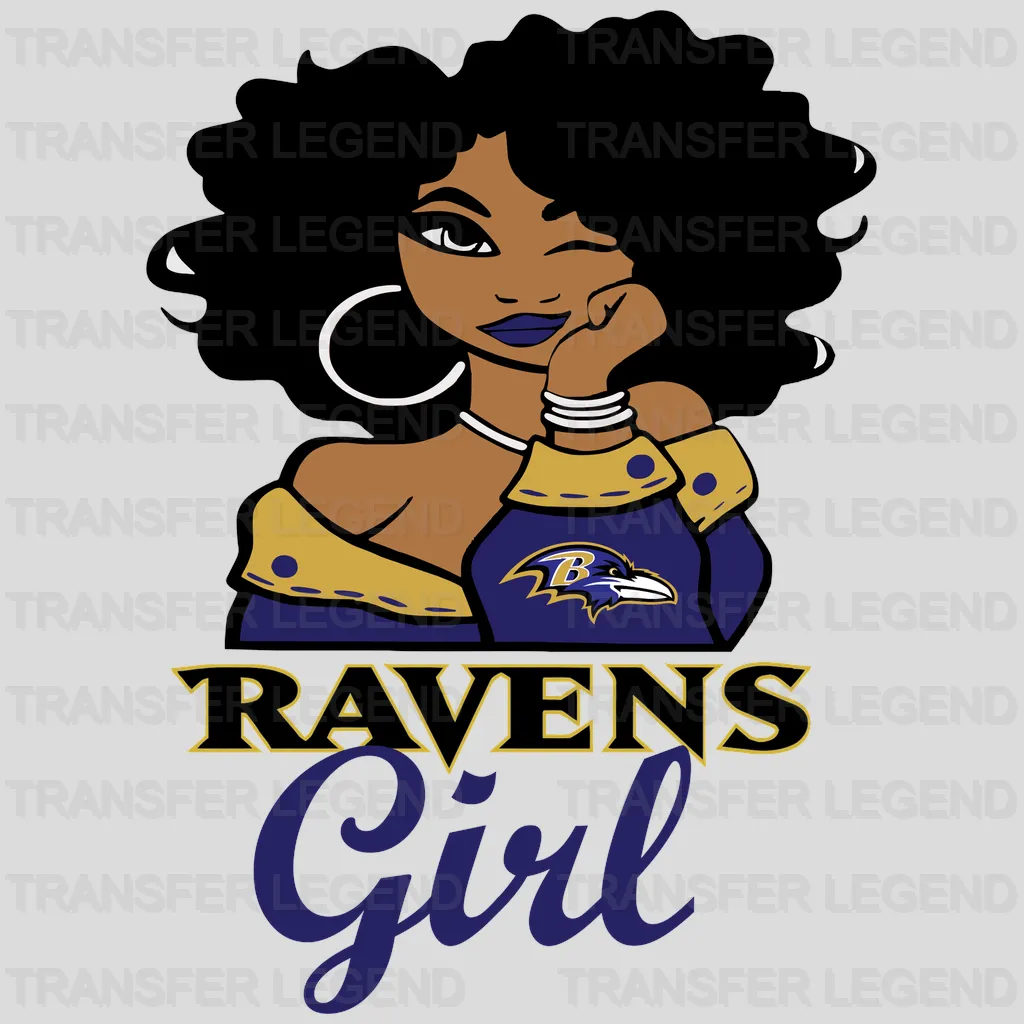 Baltimore Ravens Pin‑up Girl Illustration NFL Design - DTF Heat Transfer