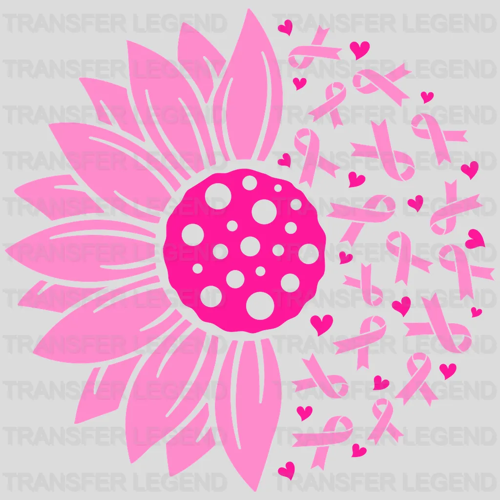Brea Cancer Ribbon Sunflower Design - DTF heat transfer - transferlegend