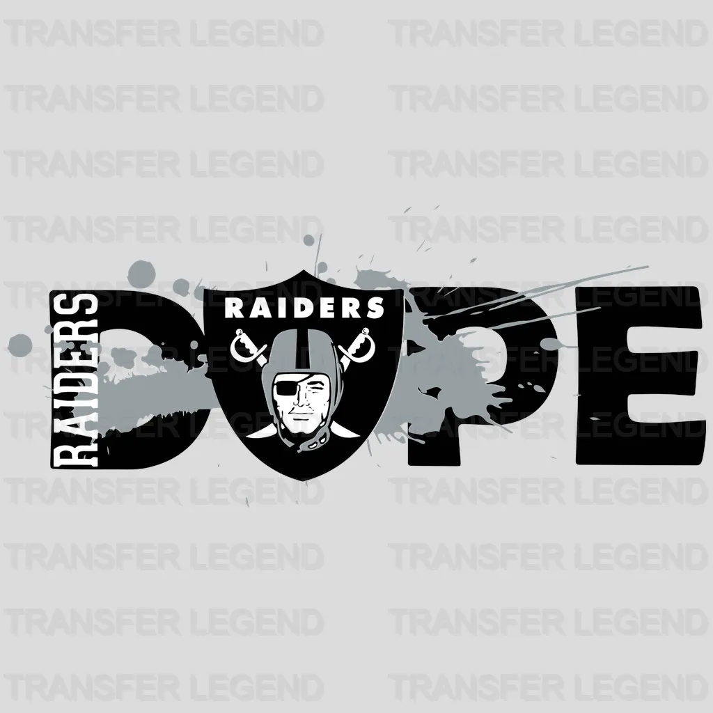 Las Vegas Raiders distressed brush-stroke overlay with team shield, NFL design - DTF Heat Transfer