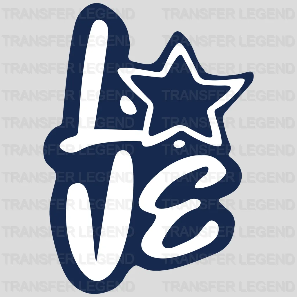 Dallas Cowboys Love Script Emblem NFL Design - DTF Heat Transfer