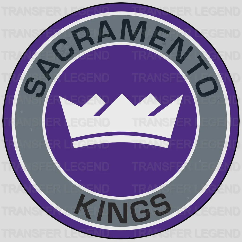 Sacramento Kings Gray Circular Crown Crest NBA Design - DTF Heat Transfer
