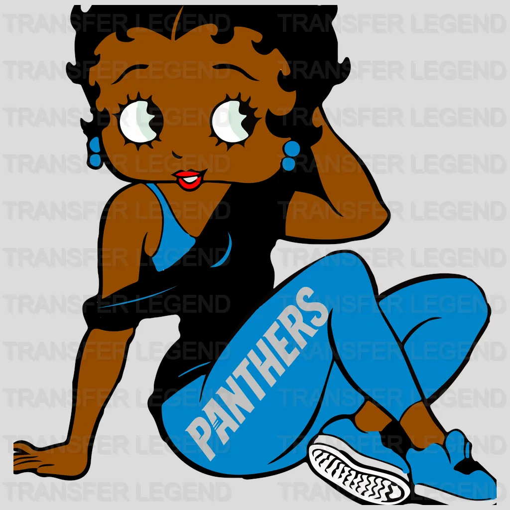 Carolina Panthers Pin‑up Girl Illustration NFL Design - DTF Heat Transfer