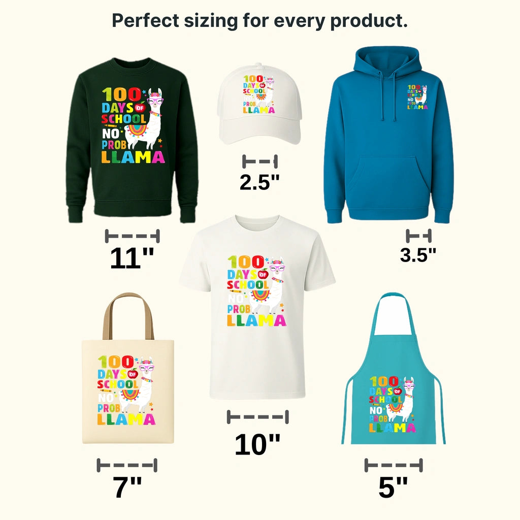 100 Days Of School Probllama - DTF heat transfer - transferlegend