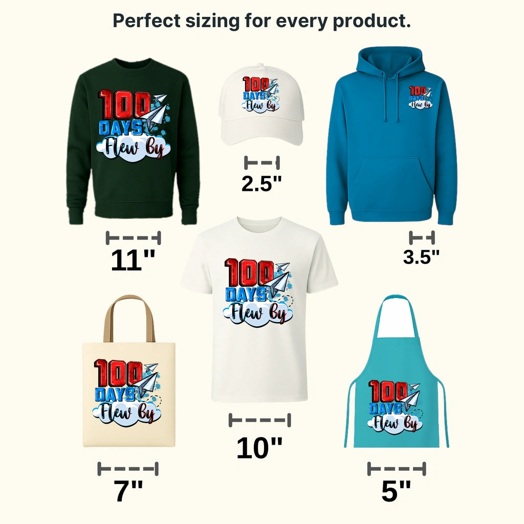 100 Days Flew By - DTF heat transfer - transferlegend