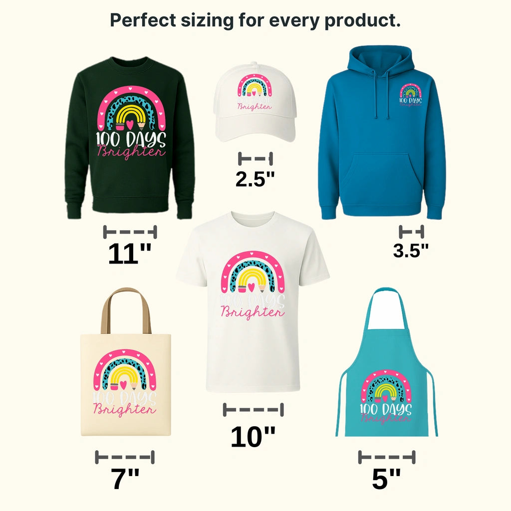 Heart Rainbow 100 Days Brighter - DTF heat transfer - transferlegend