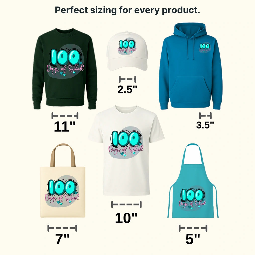 Blue Heart 100 Days Of School - DTF heat transfer - transferlegend