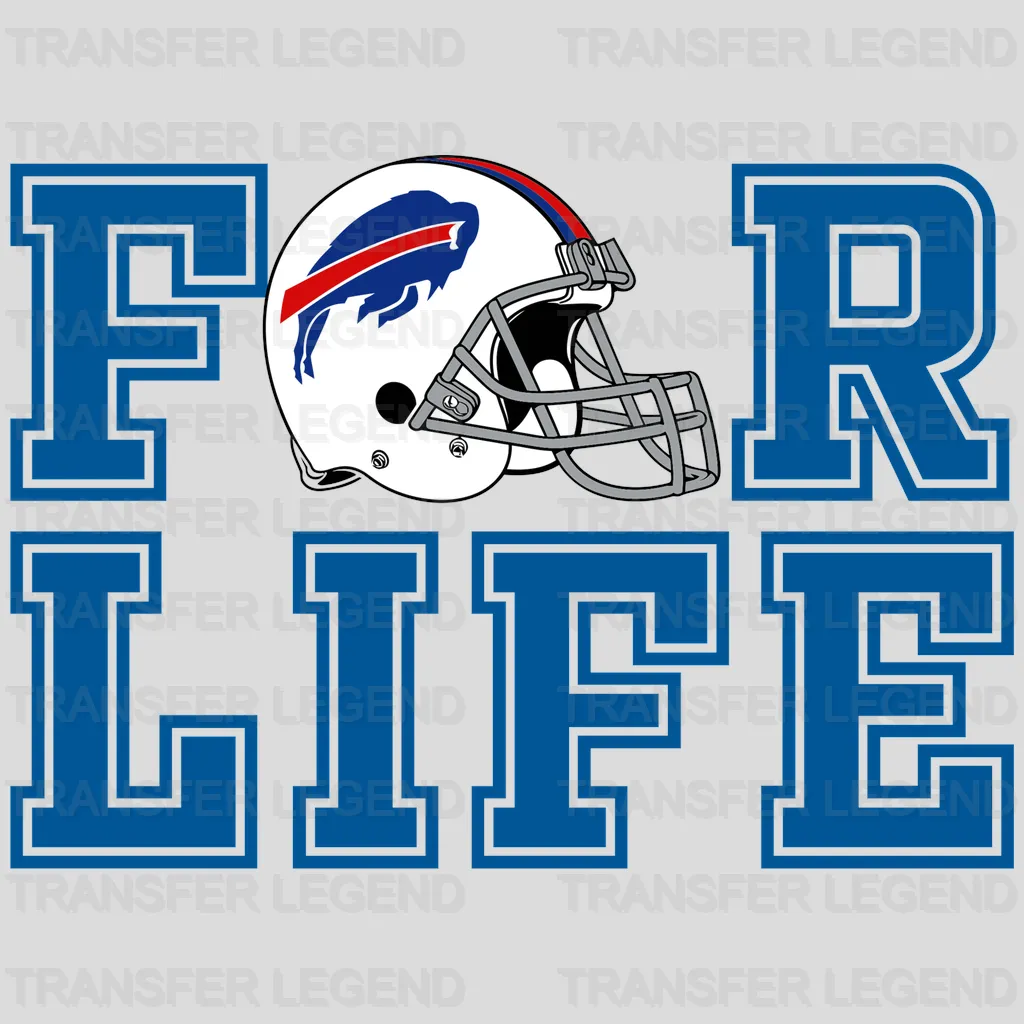 Buffalo Bills For Life Wordmark with Helmet NFL Design - DTF Heat Transfer