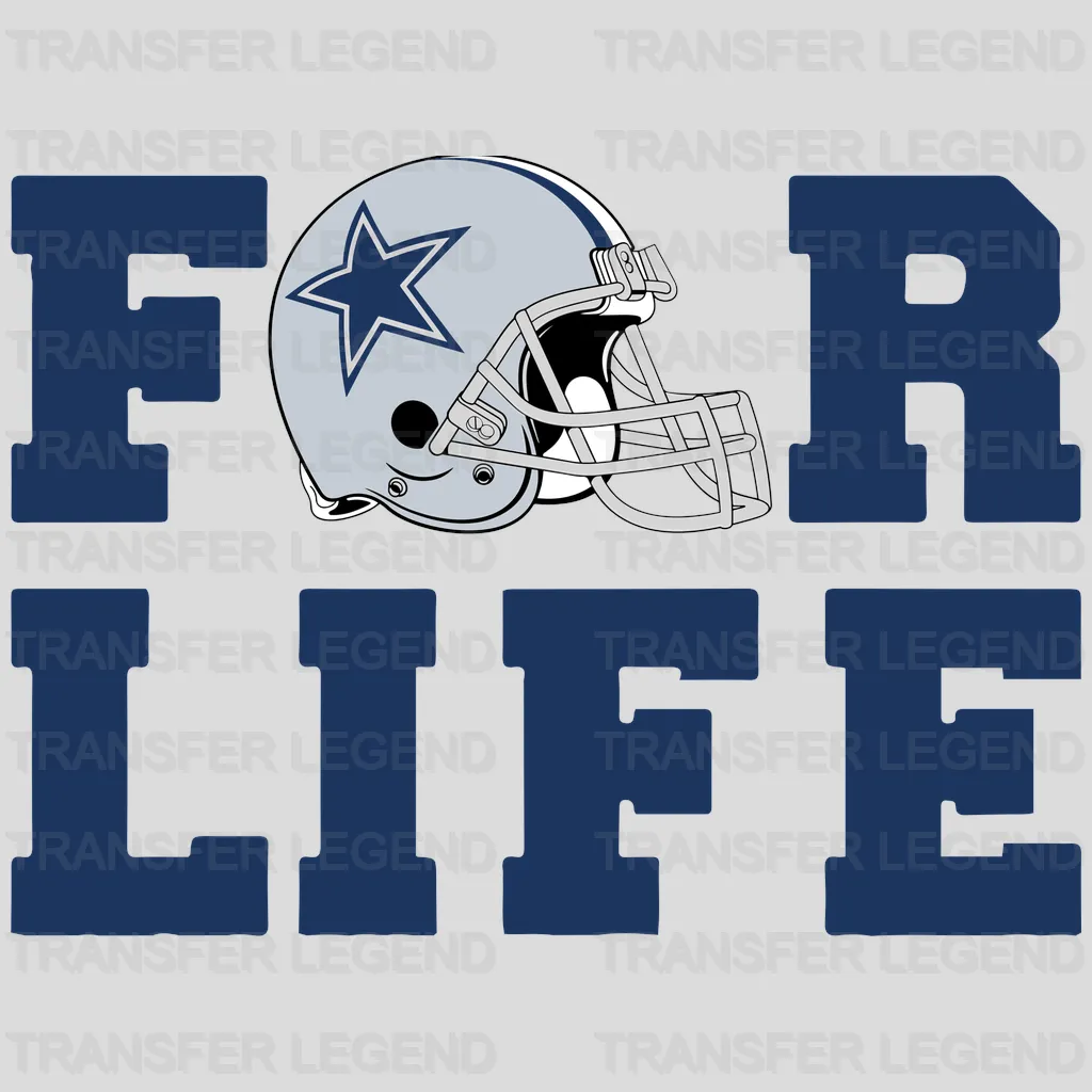Dallas Cowboys For Life Wordmark with Helmet NFL Design - DTF Heat Transfer