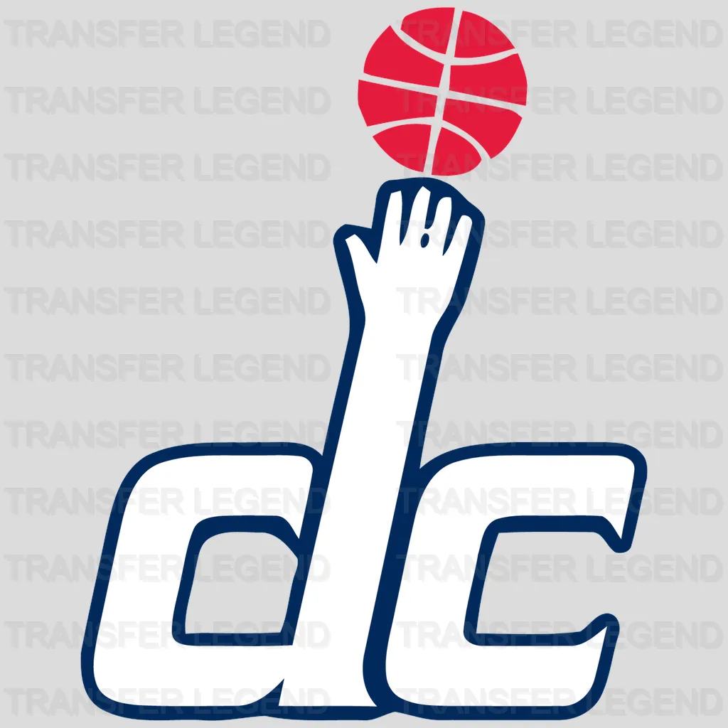 Washington Wizards “dc” Monogram Hand & Ball Logo NBA Design - DTF Heat Transfer