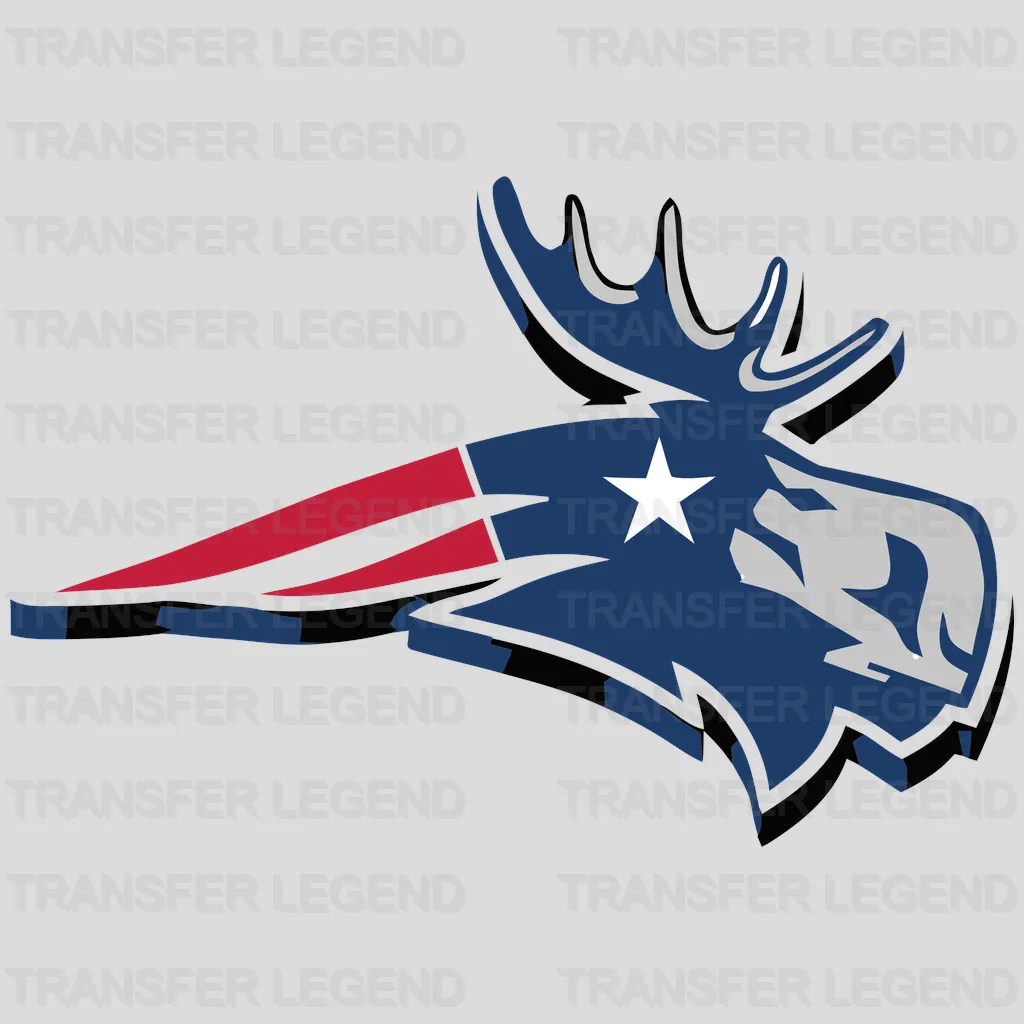 New England Patriots dripping antler deer skull graphic, NFL design - DTF Heat Transfer