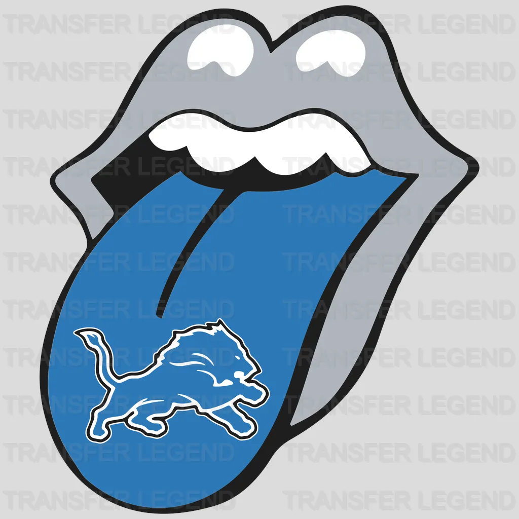 Detroit Lions Tongue & Lips Logo NFL Design - DTF Heat Transfer