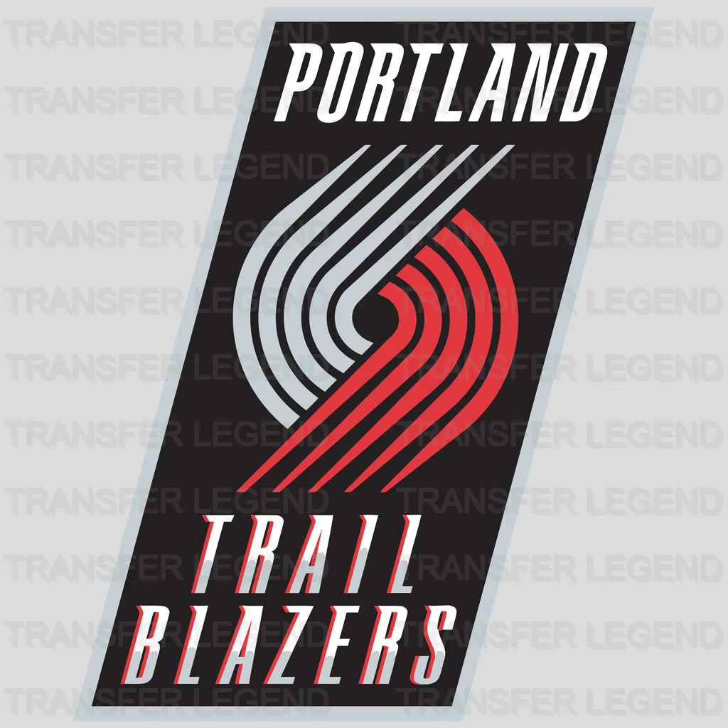 Portland Trail Blazers Slanted Poster Crest with Pinwheel NBA Design - DTF Heat Transfer
