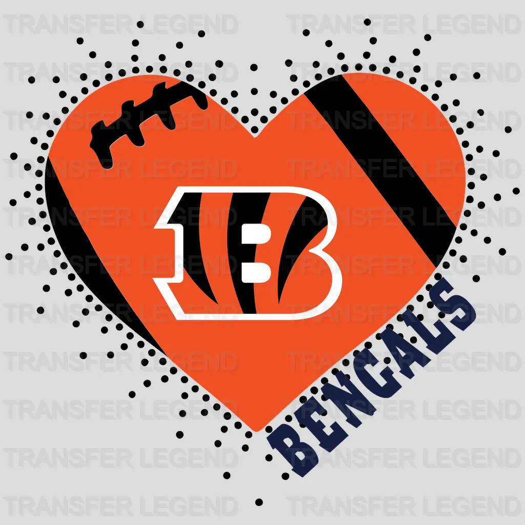 Cincinnati Bengals Football Heart Emblem NFL Design - DTF Heat Transfer