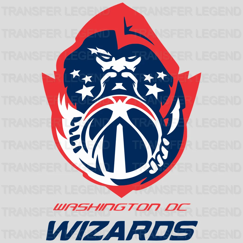 Washington Wizards Wizard Head Emblem with DC Wordmark NBA Design - DTF Heat Transfer