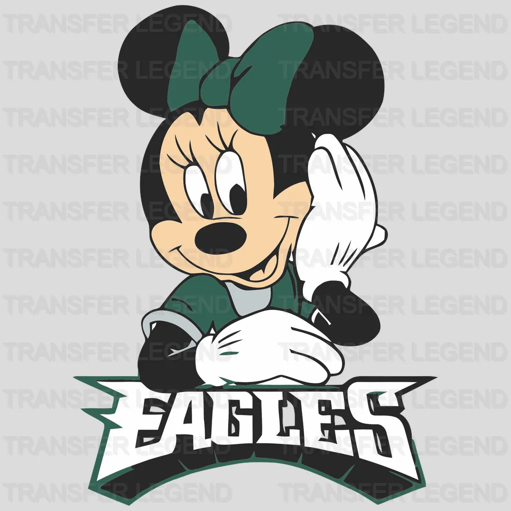 Philadelphia Eagles Minnie Mouse in Eagles uniform, NFL design - DTF Heat Transfer