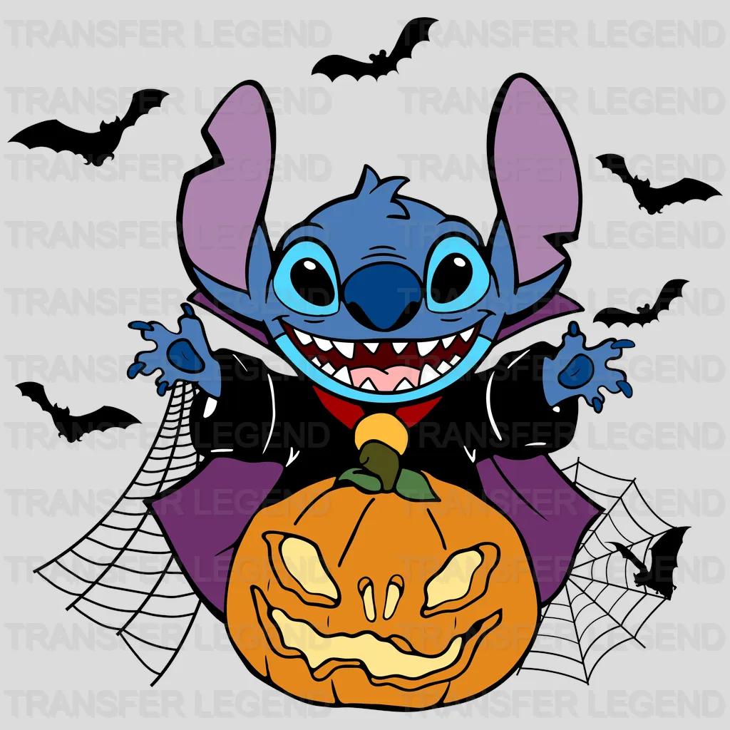 Stitch Halloween Pumpkin Design - DTF heat transfer - transferlegend