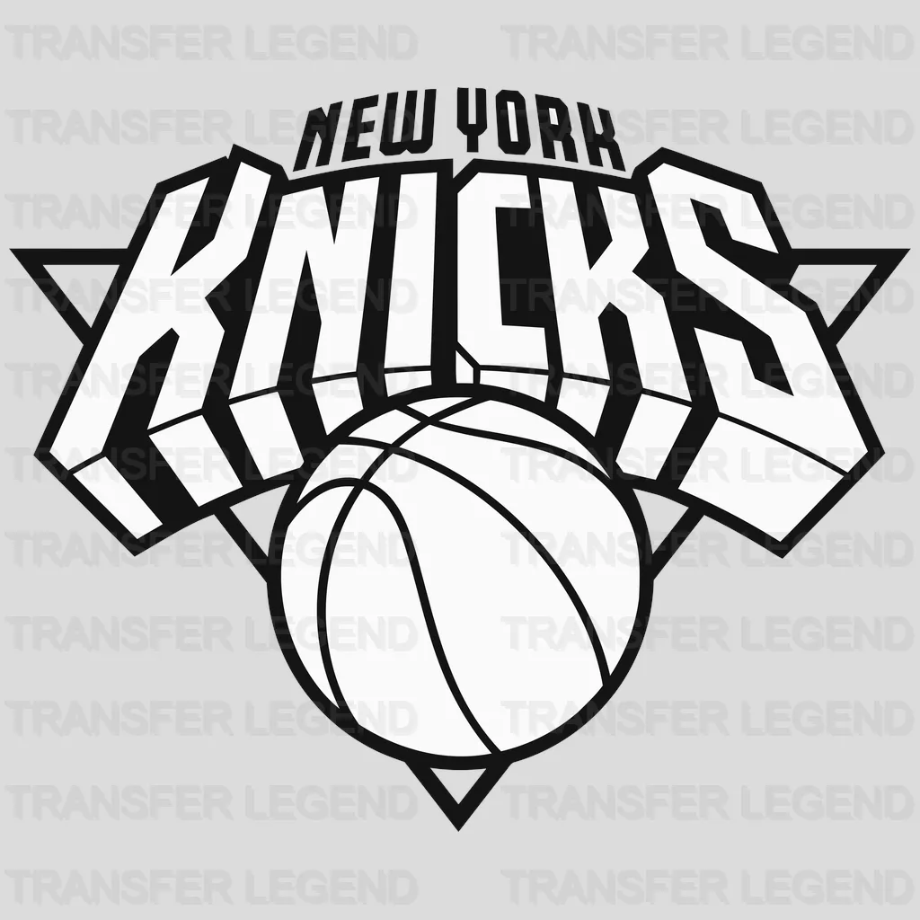 New York Knicks Monochrome Wordmark with Basketball NBA Design - DTF Heat Transfer