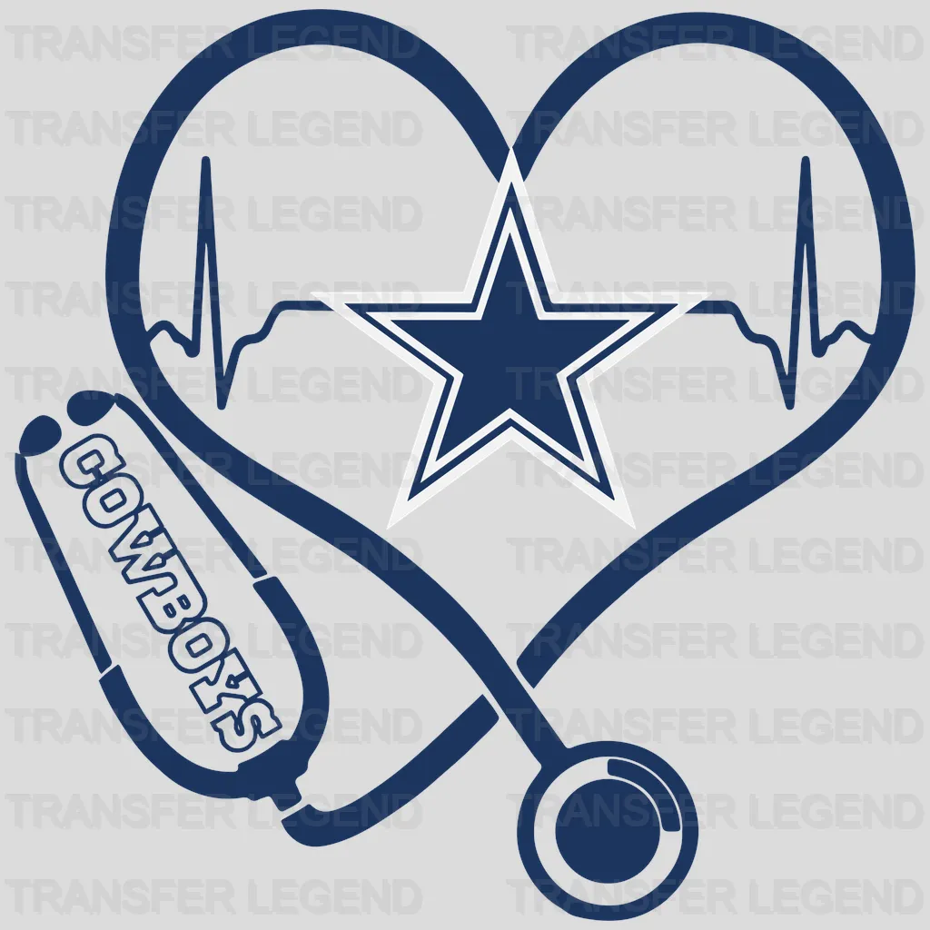 Dallas Cowboys Stethoscope Heart Emblem NFL Design - DTF Heat Transfer