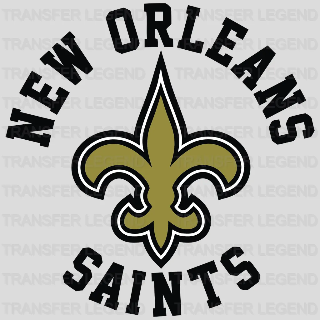 New Orleans Saints bold “Saints” text arching over fleur‑de‑lis, NFL design - DTF Heat Transfer