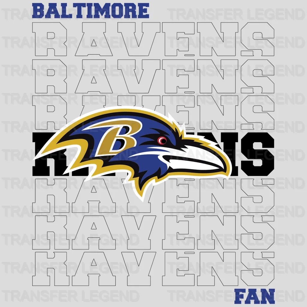 Baltimore Ravens “Dad & Ravens Fan” Word Titles NFL Design - DTF Heat Transfer
