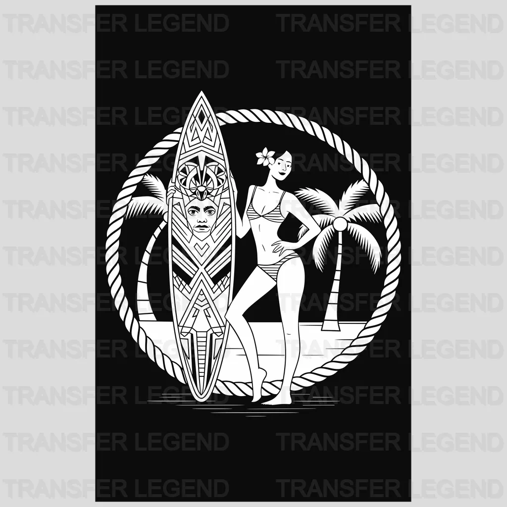 Lady Surfing Design - DTF Heat Transfers - transferlegend