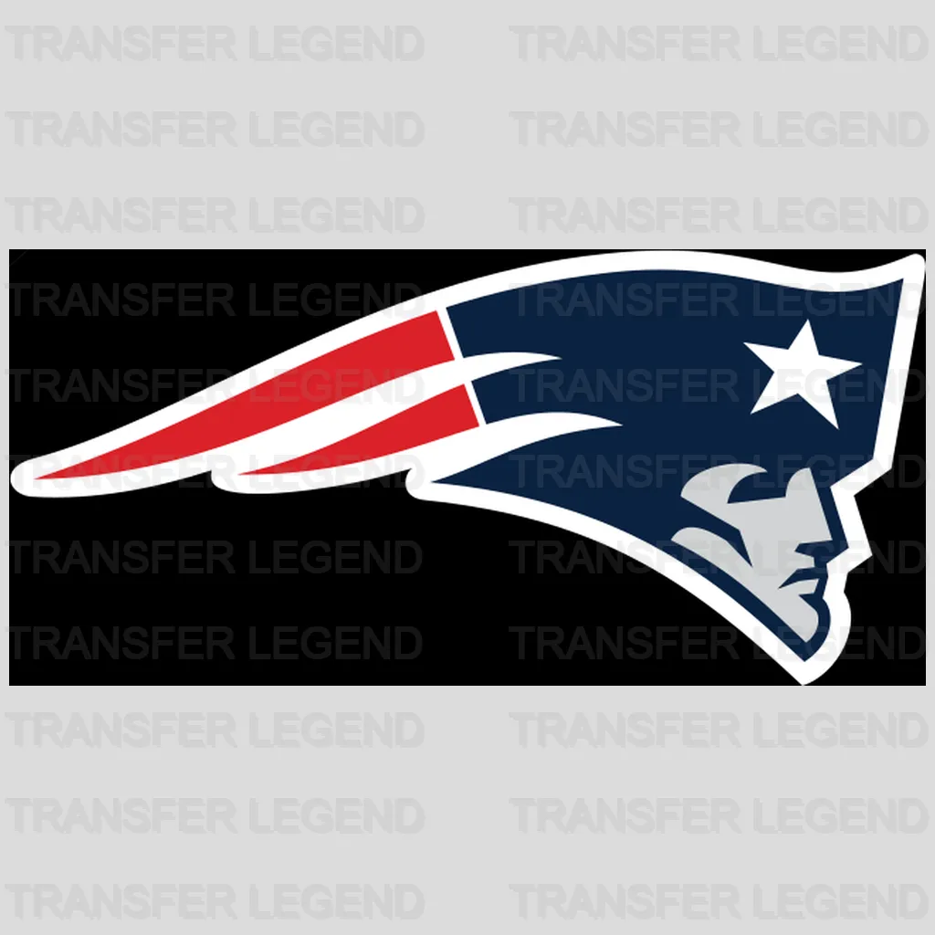 New England Patriots clean head silhouette beside team name, NFL design - DTF Heat Transfer