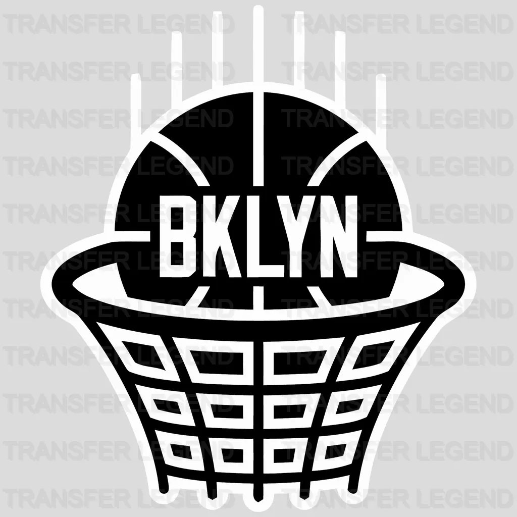 BKLYN Inside Hoop & Net Badge NBA Design - DTF Heat Transfer
