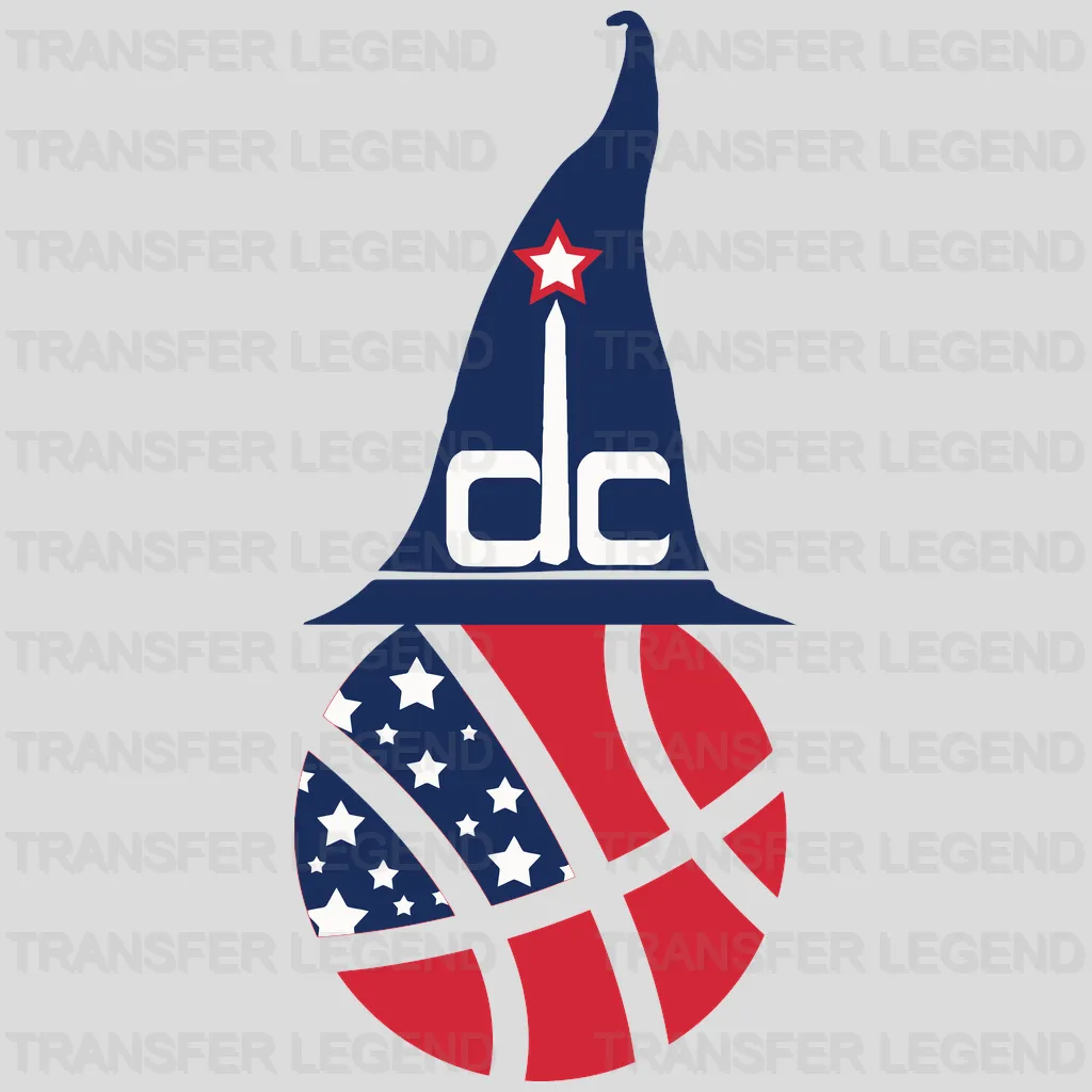 Washington Wizards “dc” Monogram Wizard Hat Basketball Emblem NBA Design - DTF Heat Transfer
