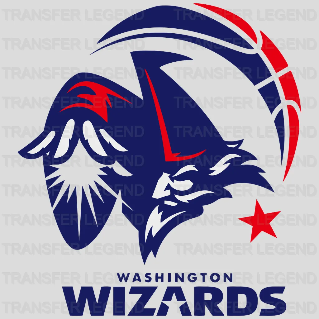 Washington Wizards Retro Wizard Figure Logo NBA Design - DTF Heat Transfer