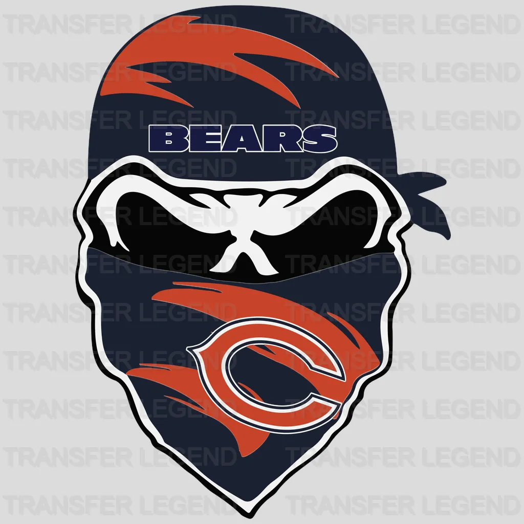 Chicago Bears Distressed Script Head Emblem NFL Design - DTF Heat Transfer