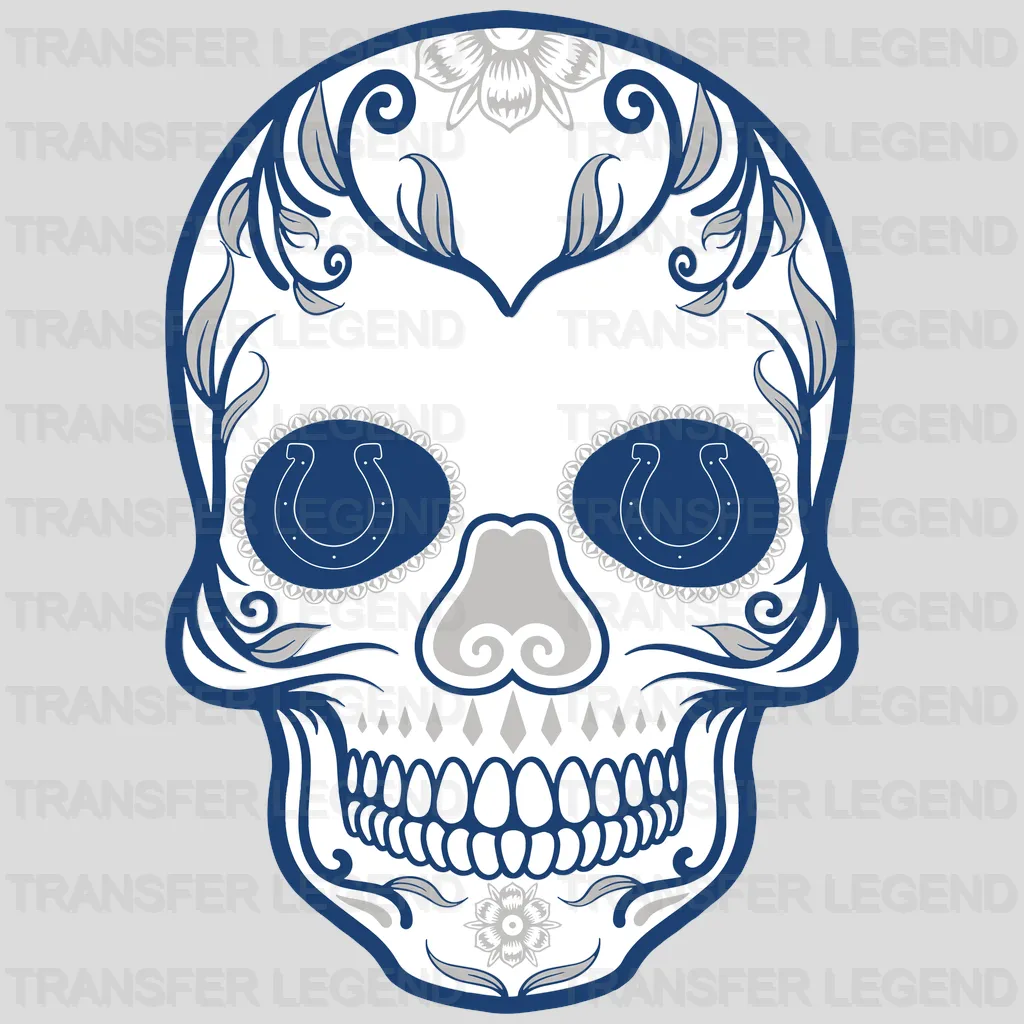 Indianapolis Colts Sugar‑Skull Helmet NFL Design - DTF Heat Transfer