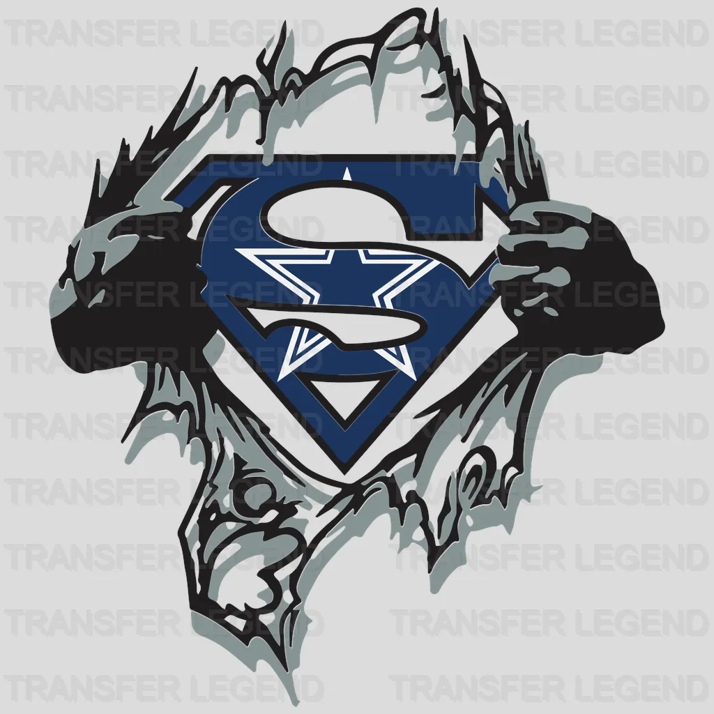 Dallas Cowboys Heart Swirl Emblem NFL Design - DTF Heat Transfer