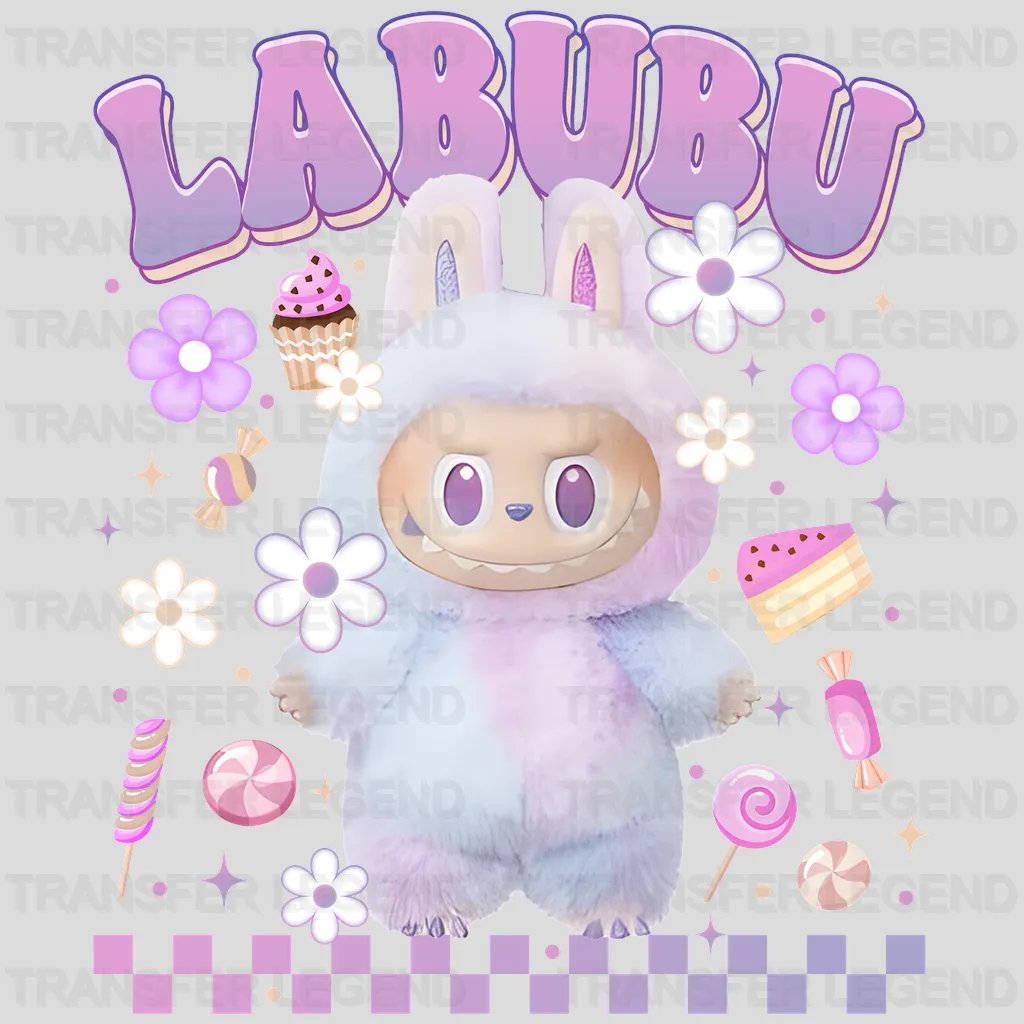 Happy In White Labubu Design - DTF Heat Transfers